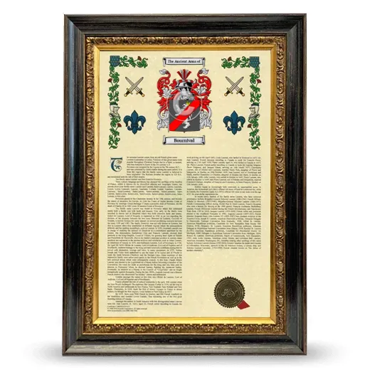 Bournival Armorial History Framed - Heirloom