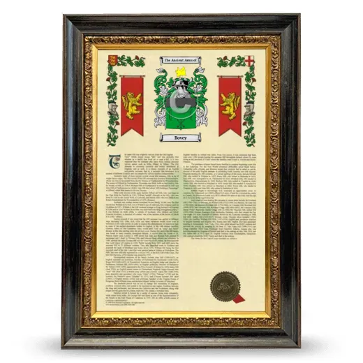 Bovey Armorial History Framed - Heirloom