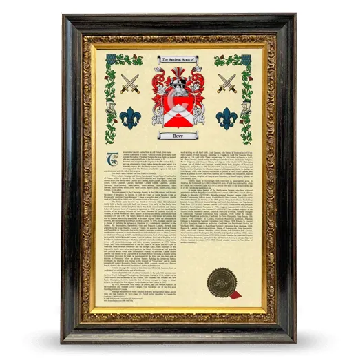 Bovy Armorial History Framed - Heirloom