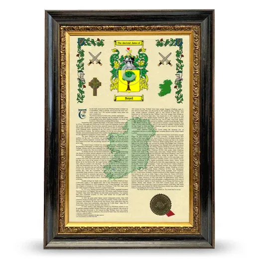 Boyel Armorial History Framed - Heirloom