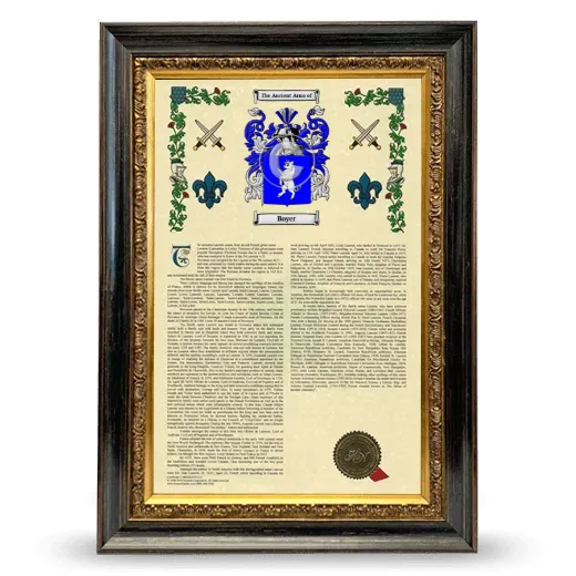 Boyer Armorial History Framed - Heirloom