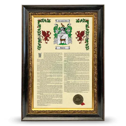 Boyern Armorial History Framed - Heirloom