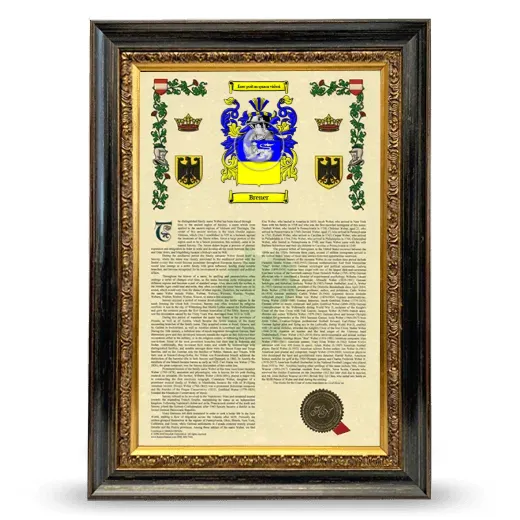 Brener Armorial History Framed - Heirloom