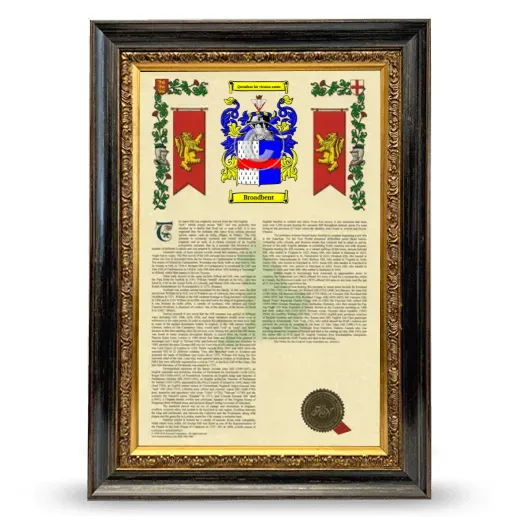 Broadbent Armorial History Framed - Heirloom