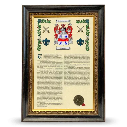 Broquere Armorial History Framed - Heirloom