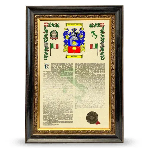 Brosius Armorial History Framed - Heirloom