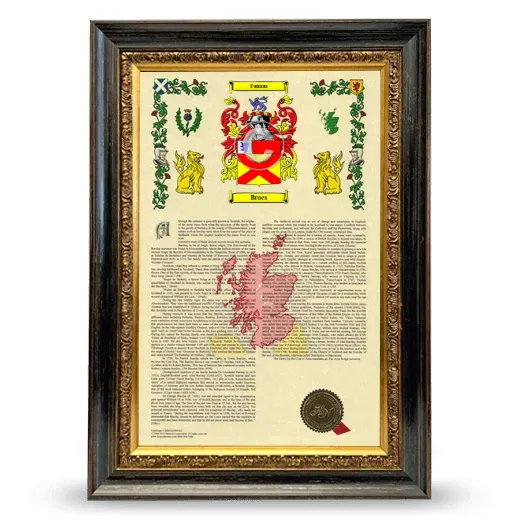 Brues Armorial History Framed - Heirloom