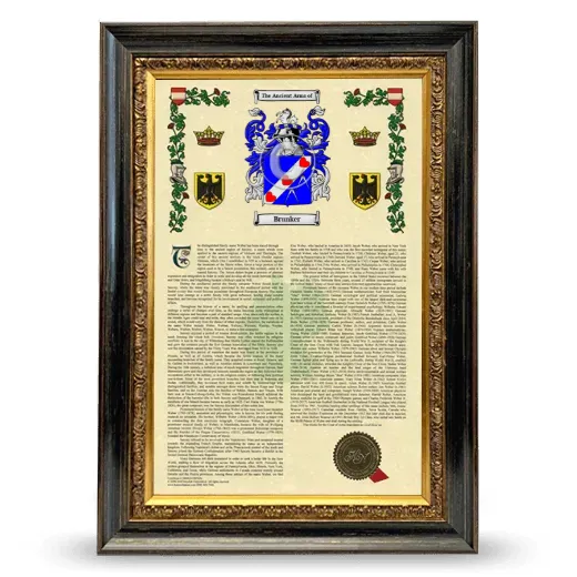 Brunker Armorial History Framed - Heirloom