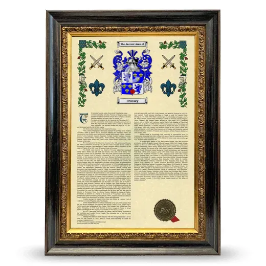 Brussey Armorial History Framed - Heirloom