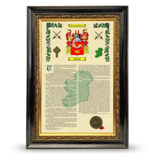 Bryante Armorial History Framed - Heirloom