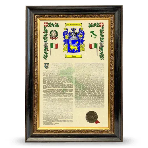 Buas Armorial History Framed - Heirloom