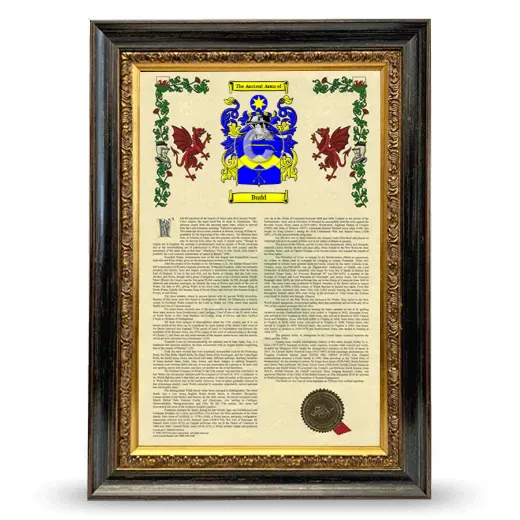Budd Armorial History Framed - Heirloom