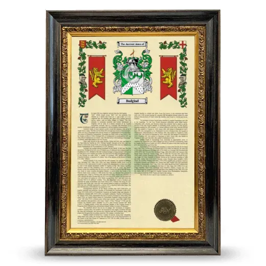 Budgind Armorial History Framed - Heirloom
