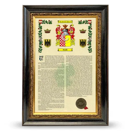 Bunds Armorial History Framed - Heirloom