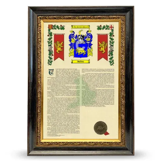 Burbay Armorial History Framed - Heirloom