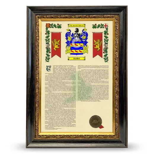 Burdett Armorial History Framed - Heirloom