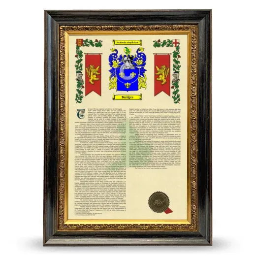 Burdges Armorial History Framed - Heirloom