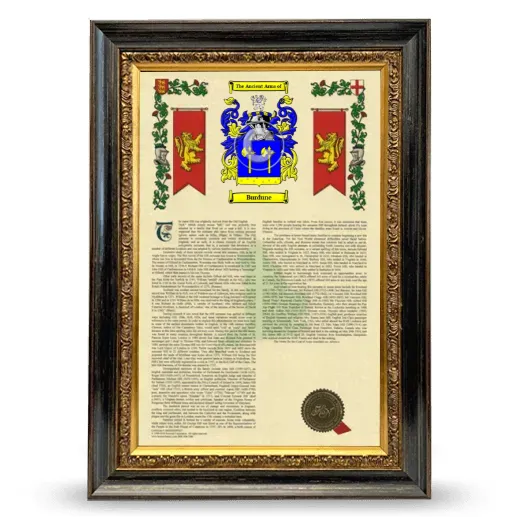 Burdune Armorial History Framed - Heirloom