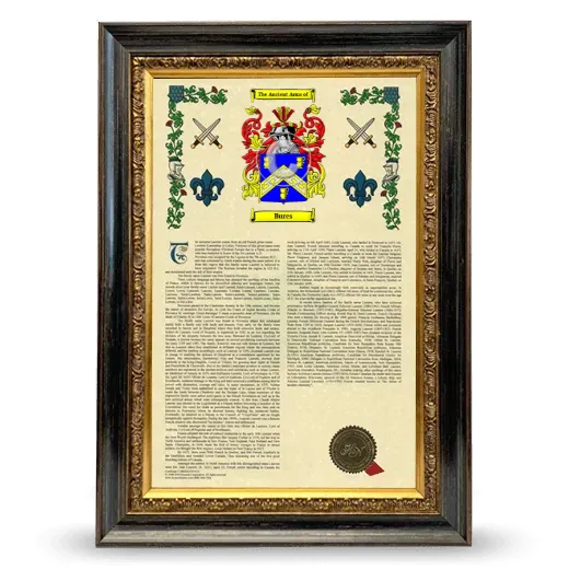 Bures Armorial History Framed - Heirloom