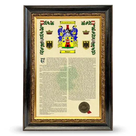 Burgur Armorial History Framed - Heirloom
