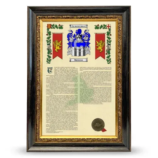 Burmann Armorial History Framed - Heirloom