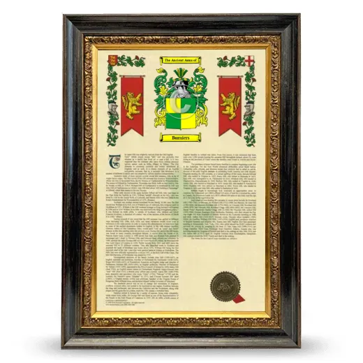 Burniers Armorial History Framed - Heirloom