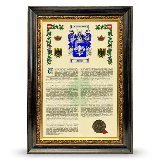 Bushor Armorial History Framed - Heirloom