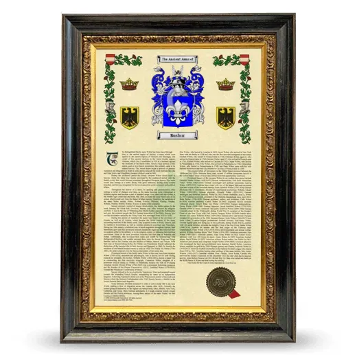 Bushur Armorial History Framed - Heirloom