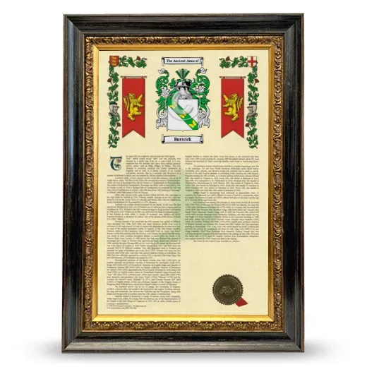 Buttrick Armorial History Framed - Heirloom