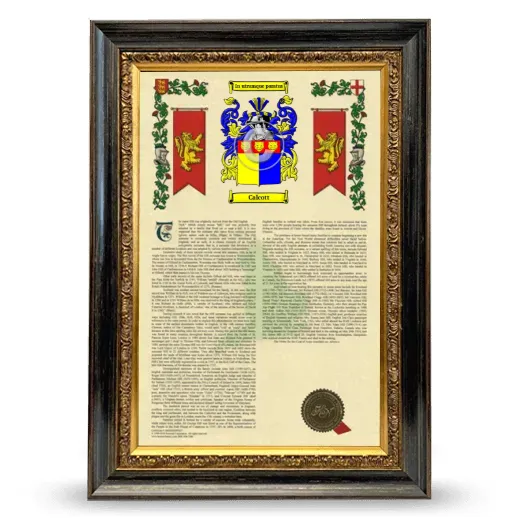 Calcott Armorial History Framed - Heirloom