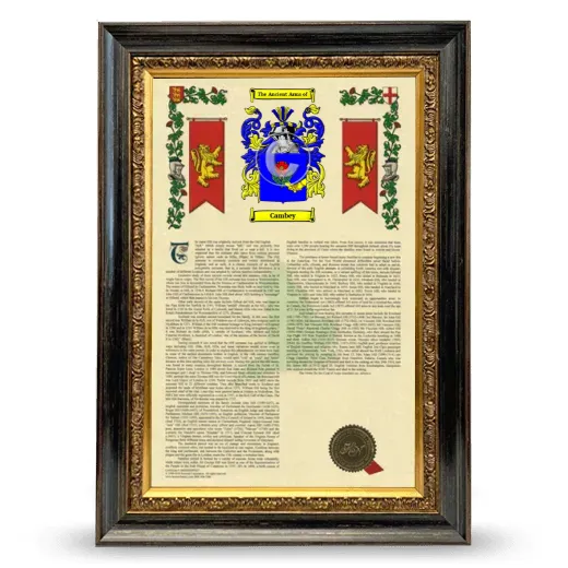Cambey Armorial History Framed - Heirloom