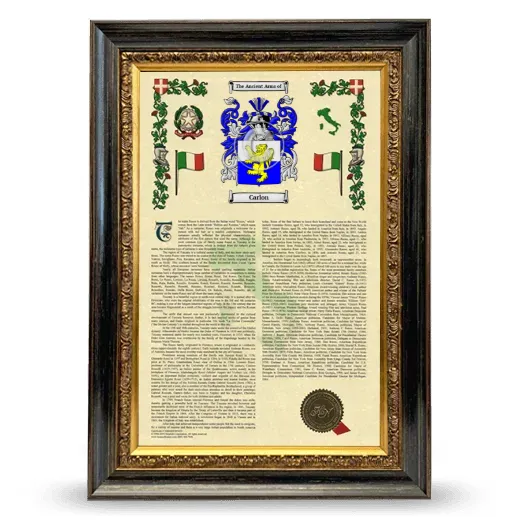 Carlon Armorial History Framed - Heirloom
