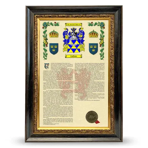 Carlson Armorial History Framed - Heirloom