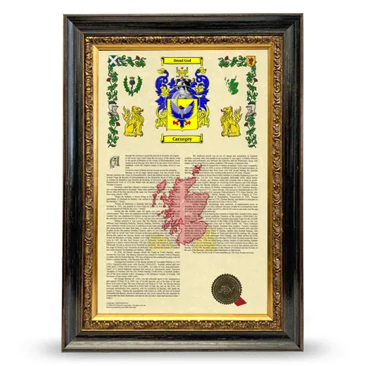 Carnegey Armorial History Framed - Heirloom