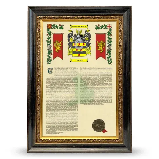 Carslay Armorial History Framed - Heirloom