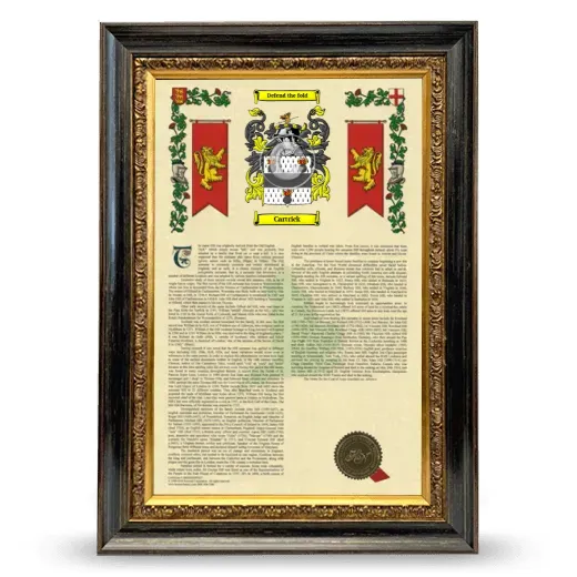 Cartrick Armorial History Framed - Heirloom