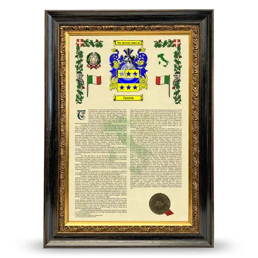 Casova Armorial History Framed - Heirloom