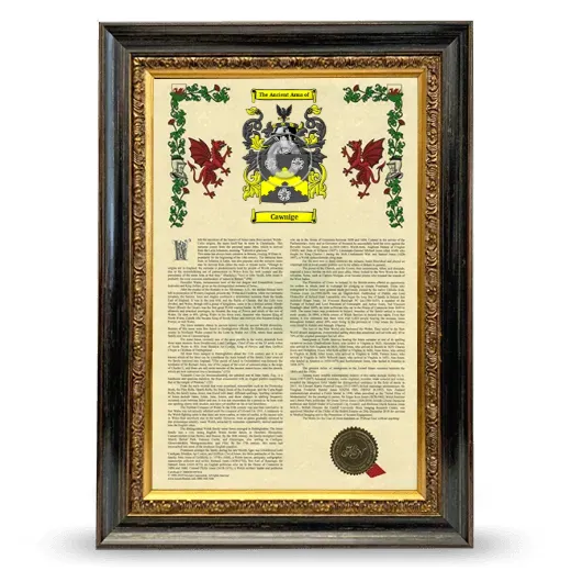 Cawnige Armorial History Framed - Heirloom