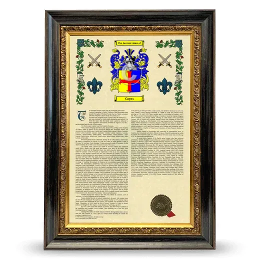 Cayas Armorial History Framed - Heirloom