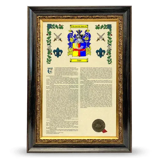 Caye Armorial History Framed - Heirloom
