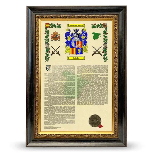Cebolla Armorial History Framed - Heirloom