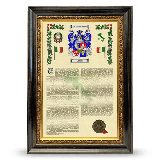 Cescot Armorial History Framed - Heirloom