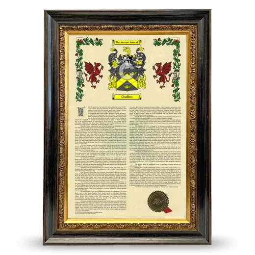 Challon Armorial History Framed - Heirloom