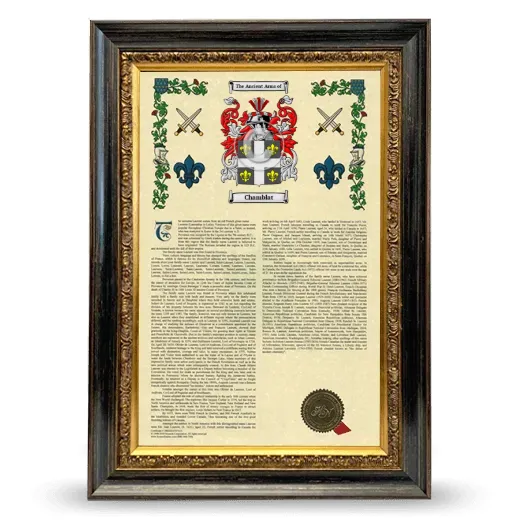 Chamblat Armorial History Framed - Heirloom