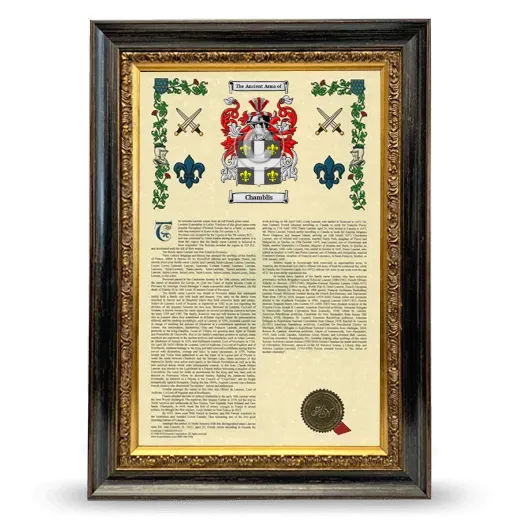Chamblis Armorial History Framed - Heirloom
