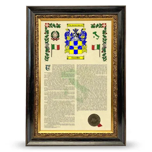 Chantilles Armorial History Framed - Heirloom