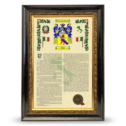 Chari Armorial History Framed - Heirloom