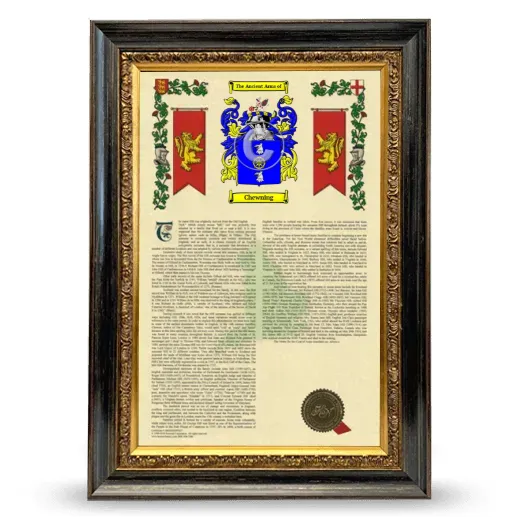 Chewning Armorial History Framed - Heirloom