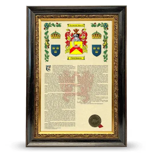Christianson Armorial History Framed - Heirloom