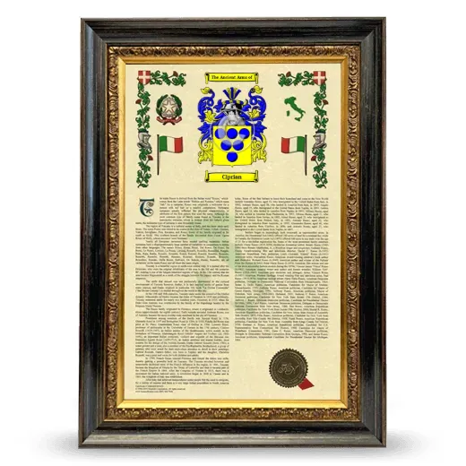 Ciprian Armorial History Framed - Heirloom